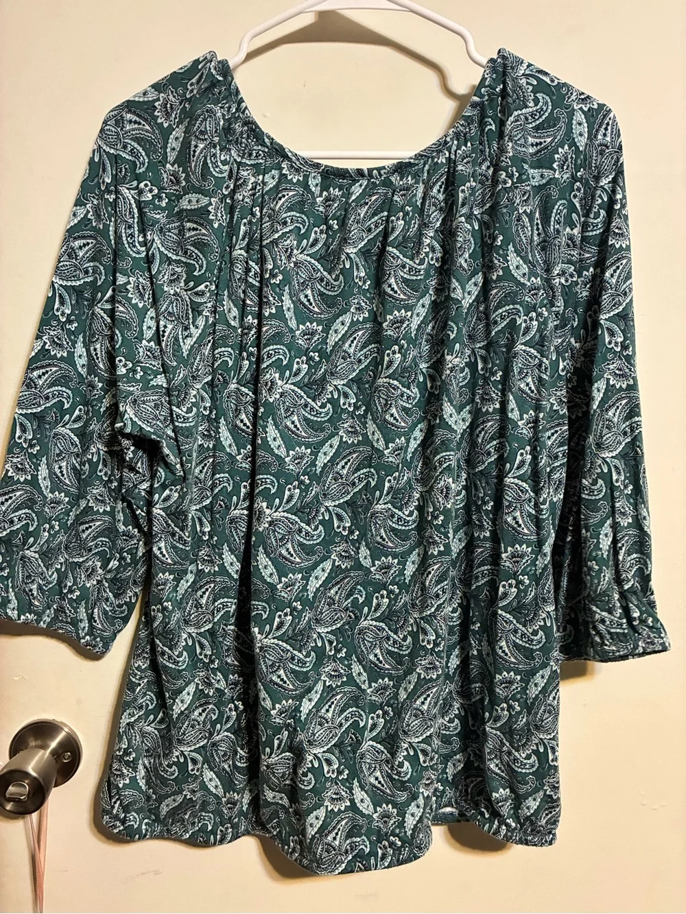 Michael Kors Teal Paisley Scoop-Neck Blouse